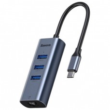 Адаптер-Хаб Baseus USB Enjoy Series HUB Type-C на USB 3.0×3/LANx1 RJ45 (CAHUB-M0G)