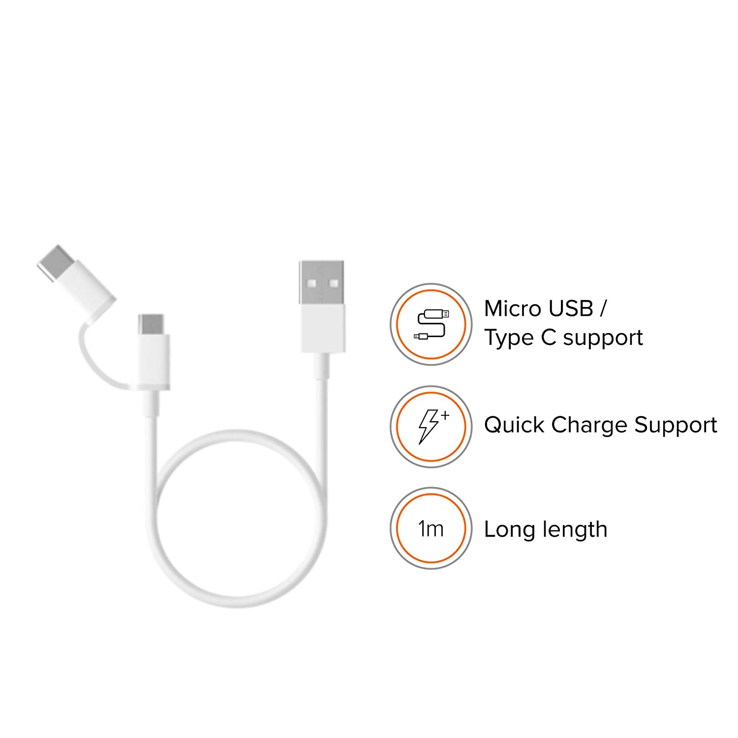 USB кабель Mi 2 в 1 USB MicroUSB to TypeC (100cm)