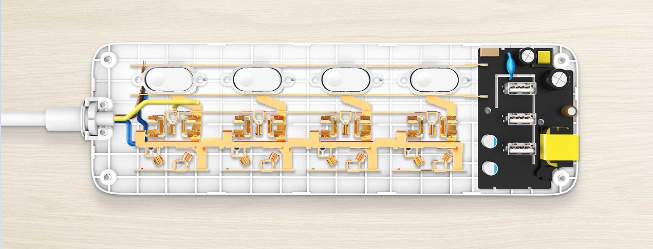 Удлинитель Xiaomi Mi Power Strip (4 розетки и 3 USB) (MJSWSKCXB-01QM)